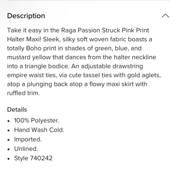 Raga Women’s Passion Struck Halter Maxi Pink Print Dress NWOT small excellent - Picture 13 of 14